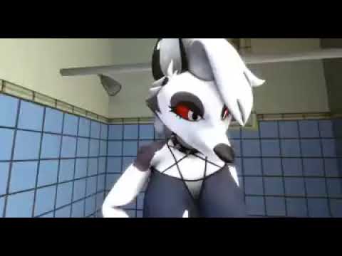 Loona from helluva boss pooping in the toilet and in the bathtub