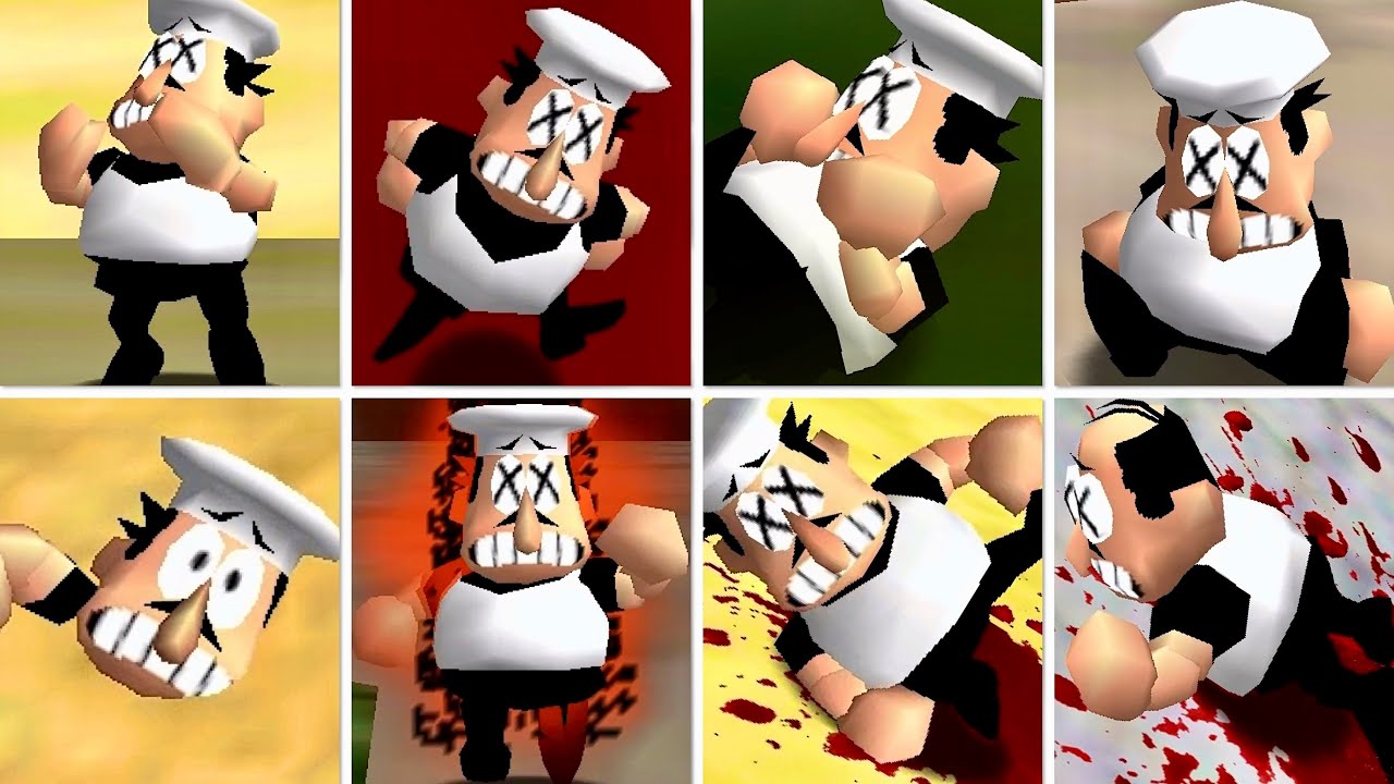 Lots of Peppino Spaghetti Death Animations in Super Mario 64 PC Port