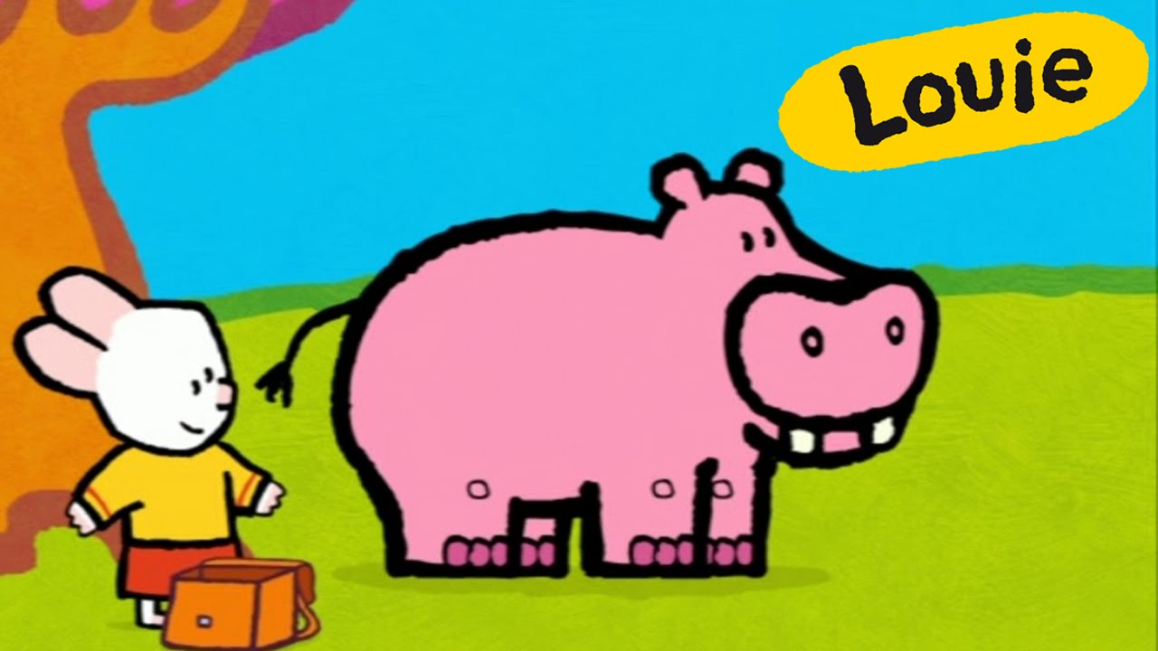 Louie, draw me a hippopotamus | Learn to draw cartoon for kids