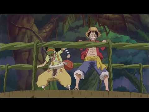 Luffy shaking a bridge in Zou