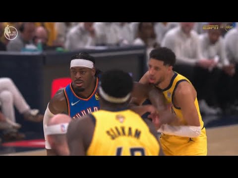 Luguentz Dort/lu Dort fouling Tyrese Haliburton and flopping in game 4 of NBA finals 2025