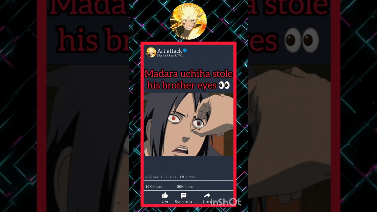 Madara uchiha stole his younger brother eye ❤️‍🔥🔥#shorts #anime #naruto #madara #edit