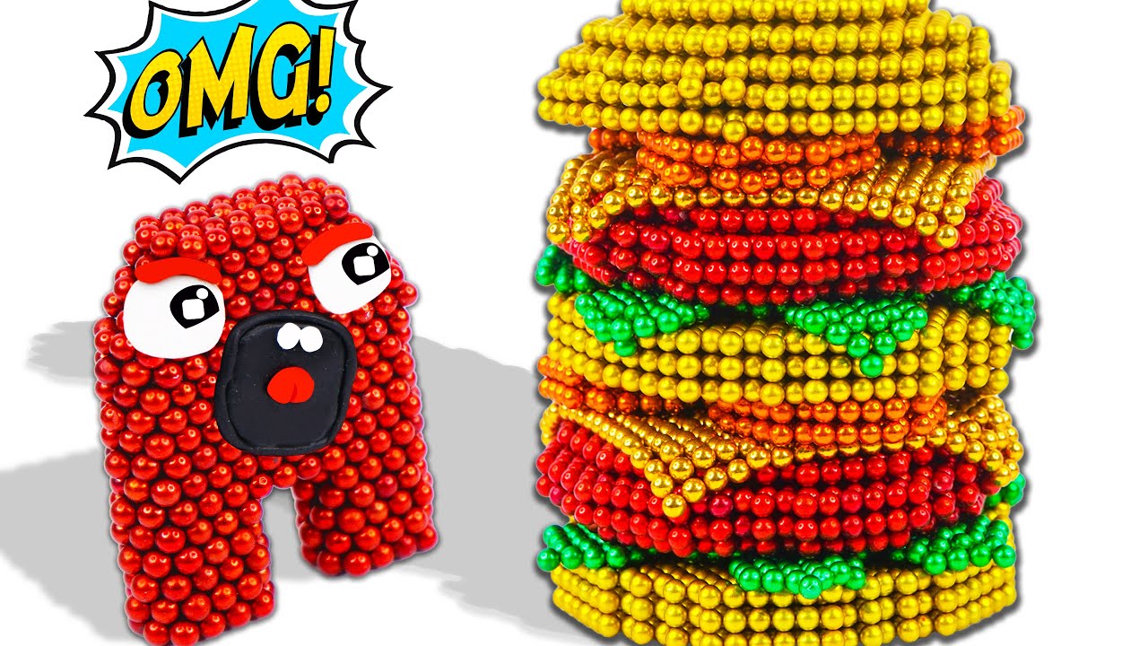 Magnet Alphabet Lore: A and GIANT HAMBERGER - Stop Motion & ASMR video