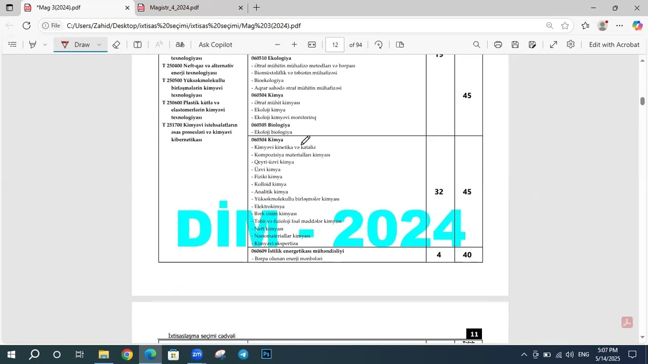MAGİSTRATURA 2025 İXTİSAS SEÇİMİ ( Jurnal 3 haqqında )