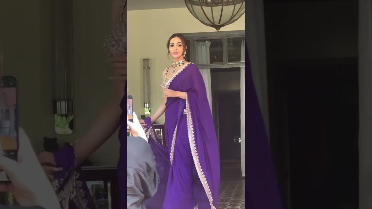 Malaika Arora Inspired Embroidered Saree  Stunning Bollywood Style #malaika #purplesaree