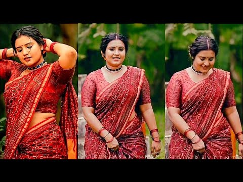 Malayalam actress Roshna hot navel seen in Saree 🔥🔥🔥 | Saree lover