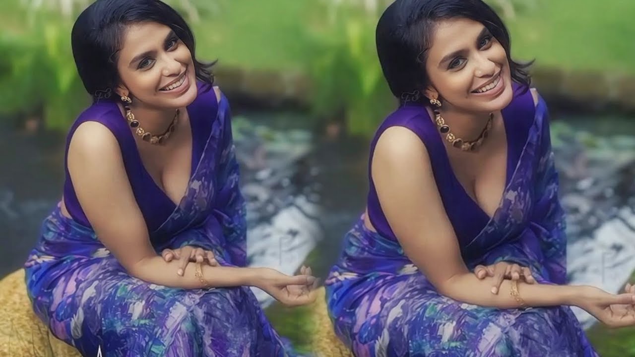 Mallu Actress Hanna Reji Koshy New In Blue Saree