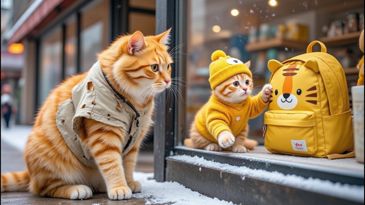 Mama Cat and Ginger Kitten Sell Apples to Buy a Tiger Backpack for Kitten! 🐾🍎🐯🎒 Cats Storie!