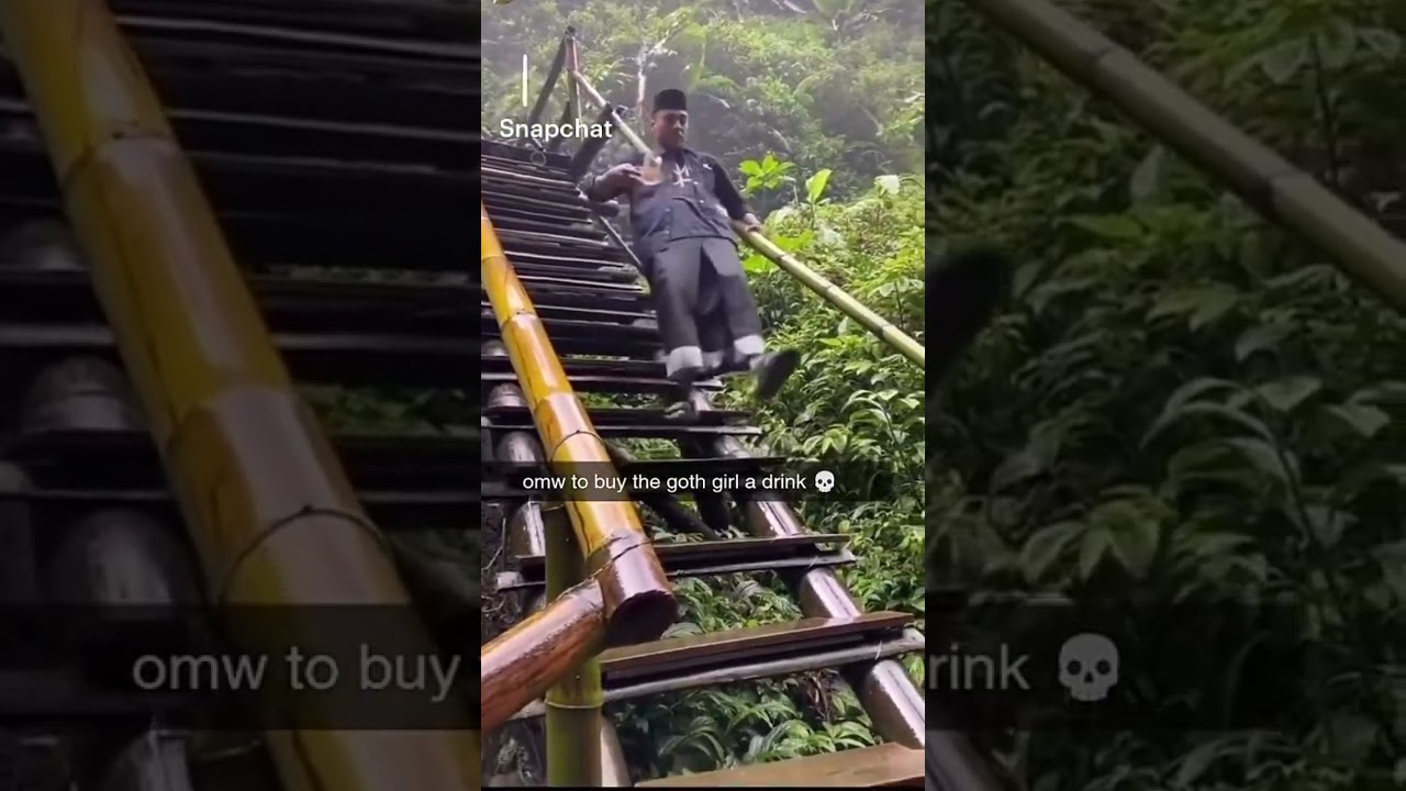 Man falling down stairs and then crying