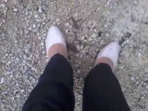 Man Nylon socks Nude Pumps in Public Park