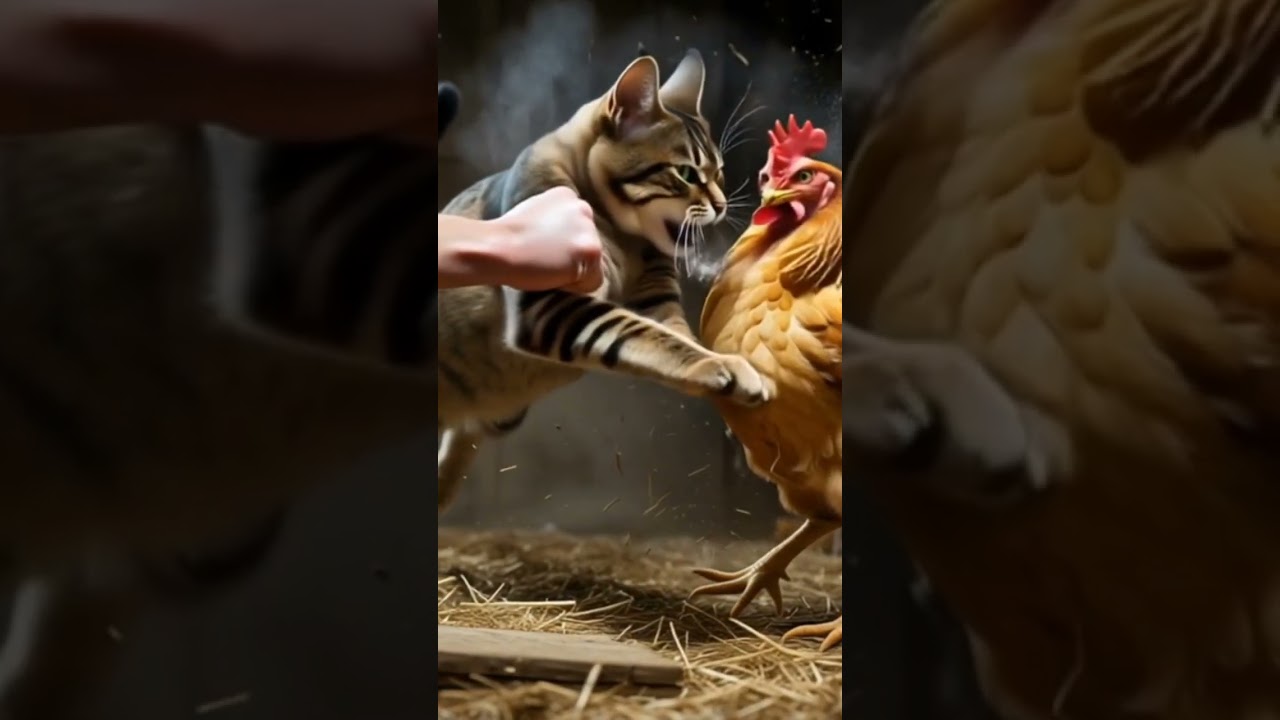 man punch cat and chicken#cat#chiken#funny#animeedit #funny#trending