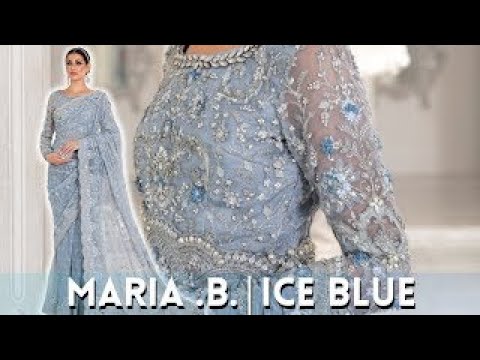 Maria B Saree | Couture Ice Blue MC-049 | Designer Master Replic #qiratcollection #mariab #sarees