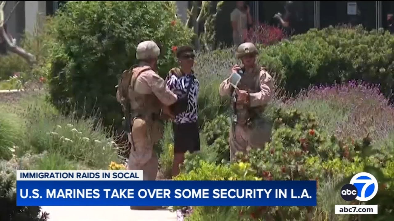 Marines temporarily detain man while guarding LA federal building