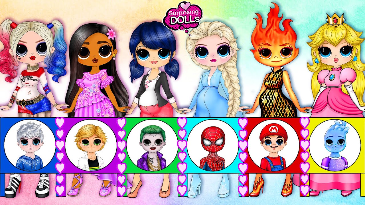 Marinette, Harley Quinn, Ember, Princess Peach become Parents | SurprisingDolls Best Paper DIY