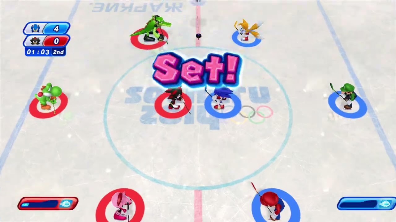 Mario & Sonic At The Sochi 2014 Olympic Winter Games - Ice Hockey  (Sonic, Mario, Tails & Luigi)