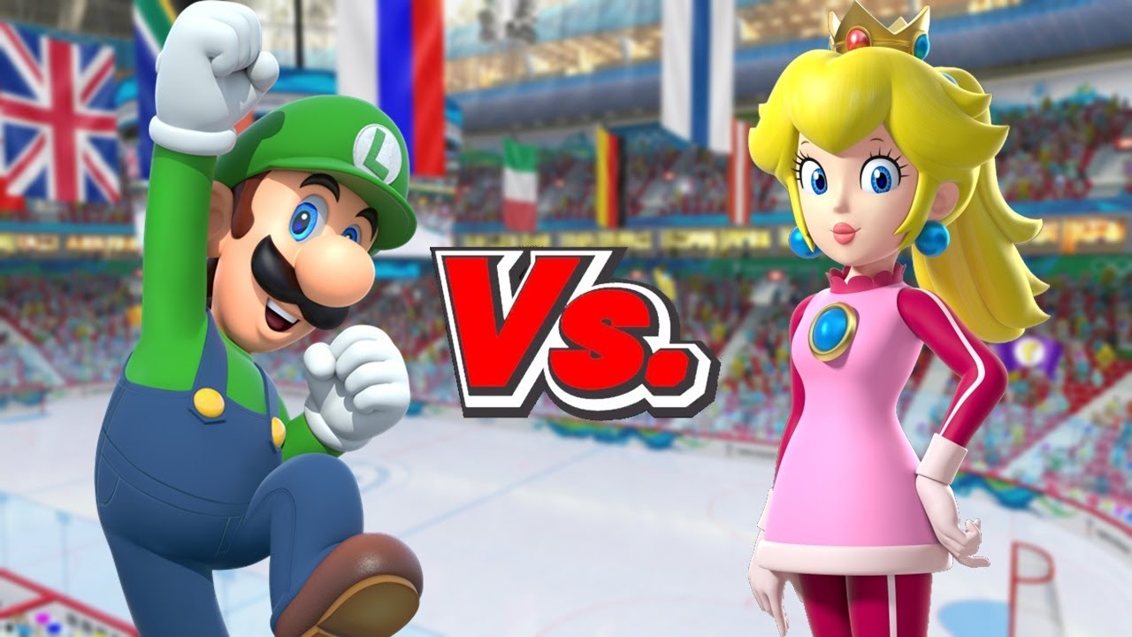 Mario & Sonic at the Vancouver 2010 Olympic Winter Games - Team Luigi Vs. Team Peach (Ice Hockey)