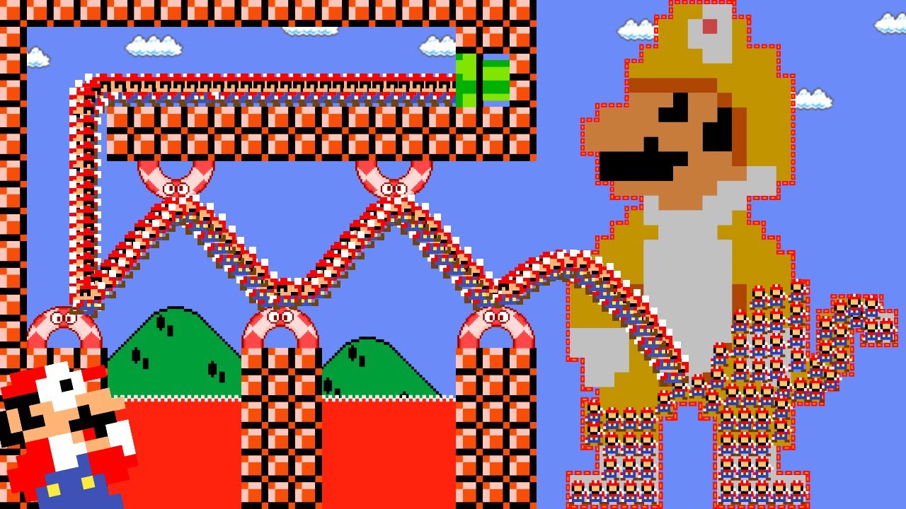 Mario Build Tower Cat Mario But with 9999 Tiny Mario March Madness | Game Animation
