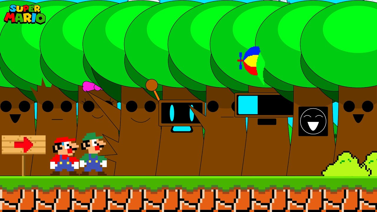 Mario Co-Op Luigi Escape All Sprunki MR.TREE Maze Mayhem in New Super Mario Bros. Wii #sprunki