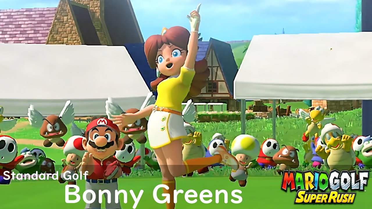 Mario Golf Super Rush Daisy vs Wario vs Mario vs Pauline in Bonny Greens