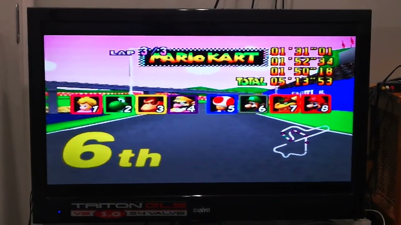 Mario Kart 64 Losing 6th Place in Royal Raceway