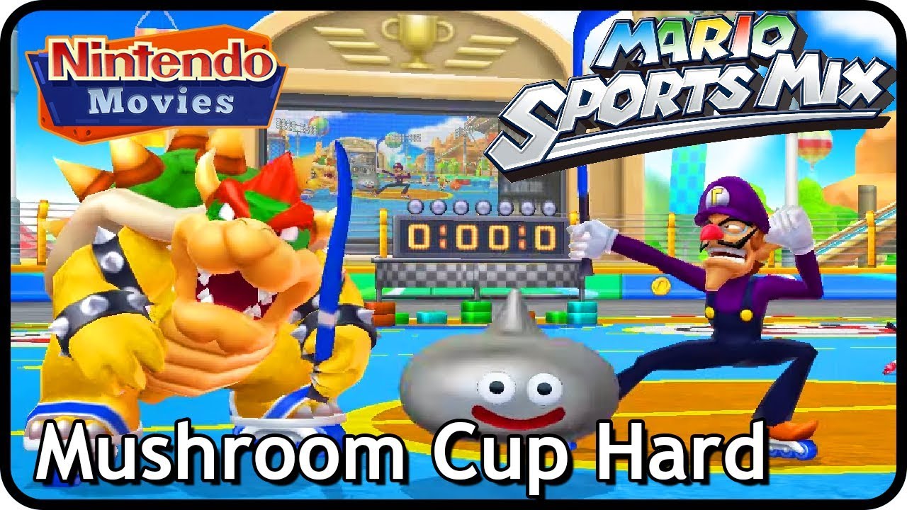 Mario Sport Mix - Sport Mix Mushroom Cup (Hard, 3 Players, Waluigi, Metal Slime and Bowser)