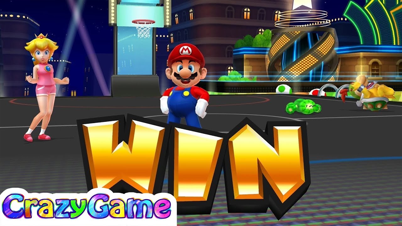 Mario Sports Mix - Team Mario, Peach v Team Bowser Jr Play Basketball Gameplay | Crazygaminghub