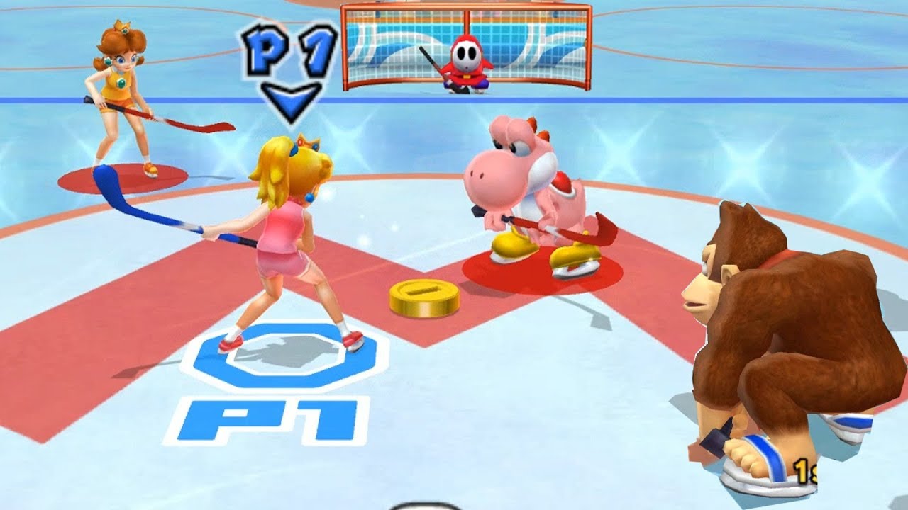 Mario Sports Mix Hockey #10 With Peach, Donkey Kong Tournament Mushroom Cup (Hard)