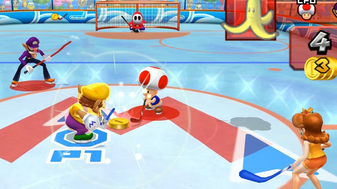 Mario Sports Mix Hockey #21 - Wario, Daisy Vs Toad, Waluigi at Mushroom Cup
