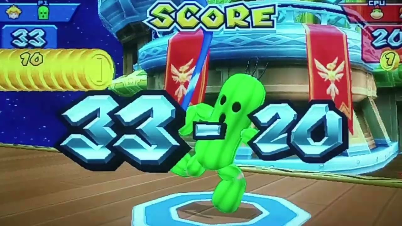 Mario Sports Mix Hockey: Peach & Cactuar vs Bowser Jr & Daisy