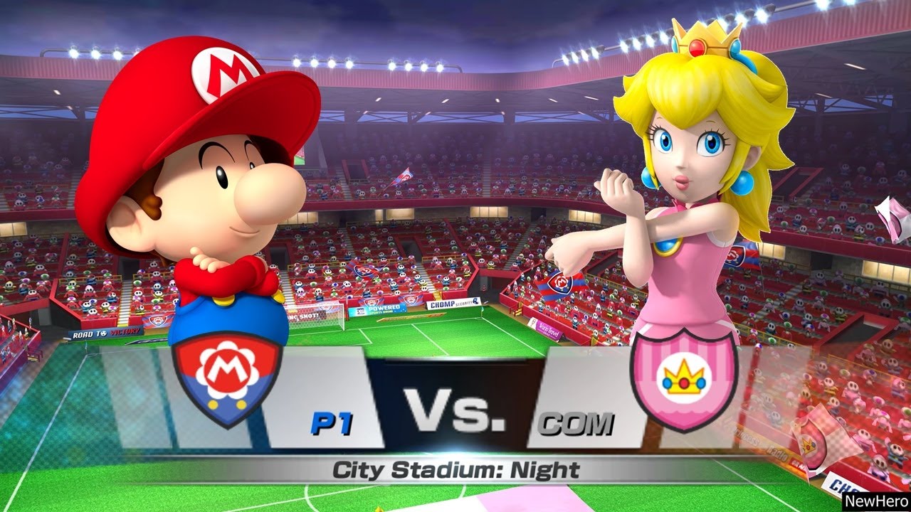 Mario Sports Superstars - Baby Mario/Yoshi Vs. Peach/Bowser Jr.