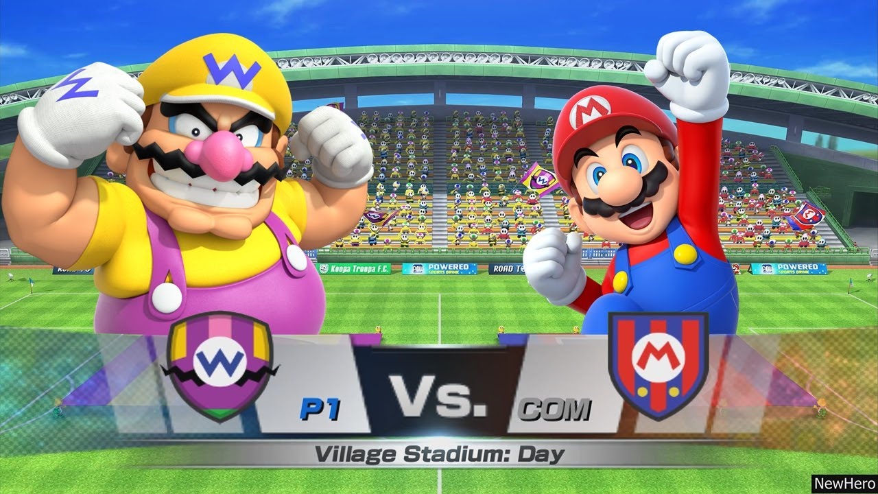 Mario Sports Superstars - Wario/Waluigi/Red Koopa Troopas Vs. Mario/Luigi/Blue Toads