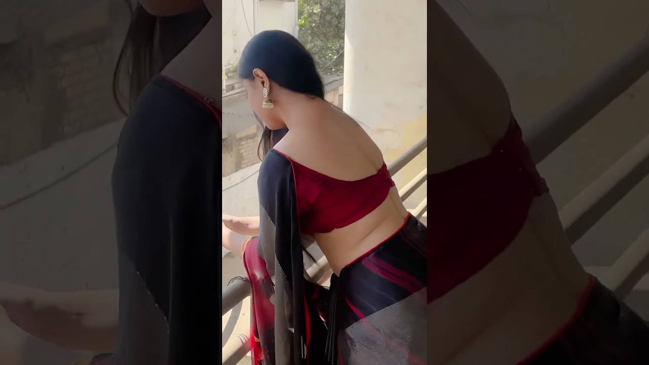 Maroon Backless Blouse with Chiffon Saree 🔥 #shorts #sareeloverinstagram #youtubeshorts