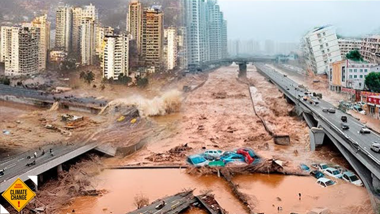 Massive floods in China today! Three Gorges Dam releases water, rivers overflow in Wuhan.