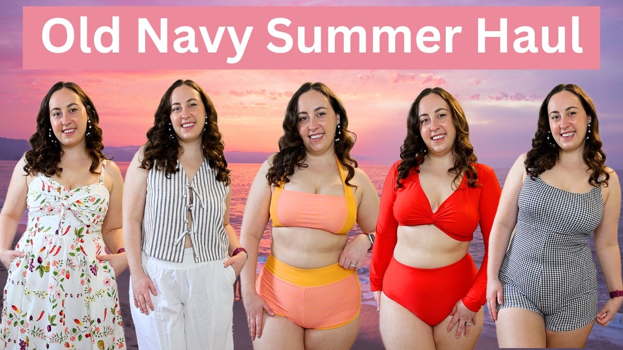 Massive Old Navy Summer Haul | Midsize Swimsuits, Dresses, Linen, and More!
