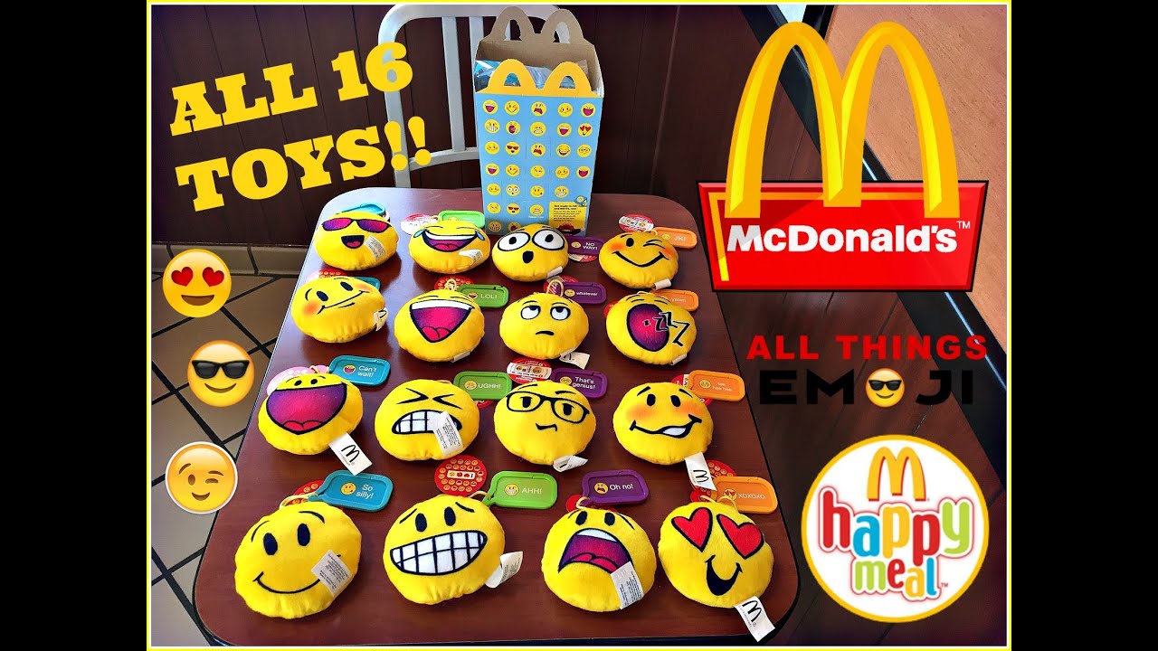 MCDONALDS EMOJI Plush Toy Hangers!! Happy Meal Toy April 2016! All 16 Toys!! GIVEAWAY PREVIEW!