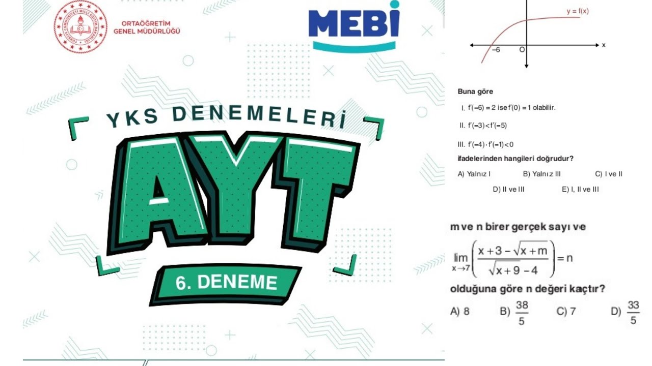 MEBİ AYT 6 LİMİT-TÜREV SORULARI
