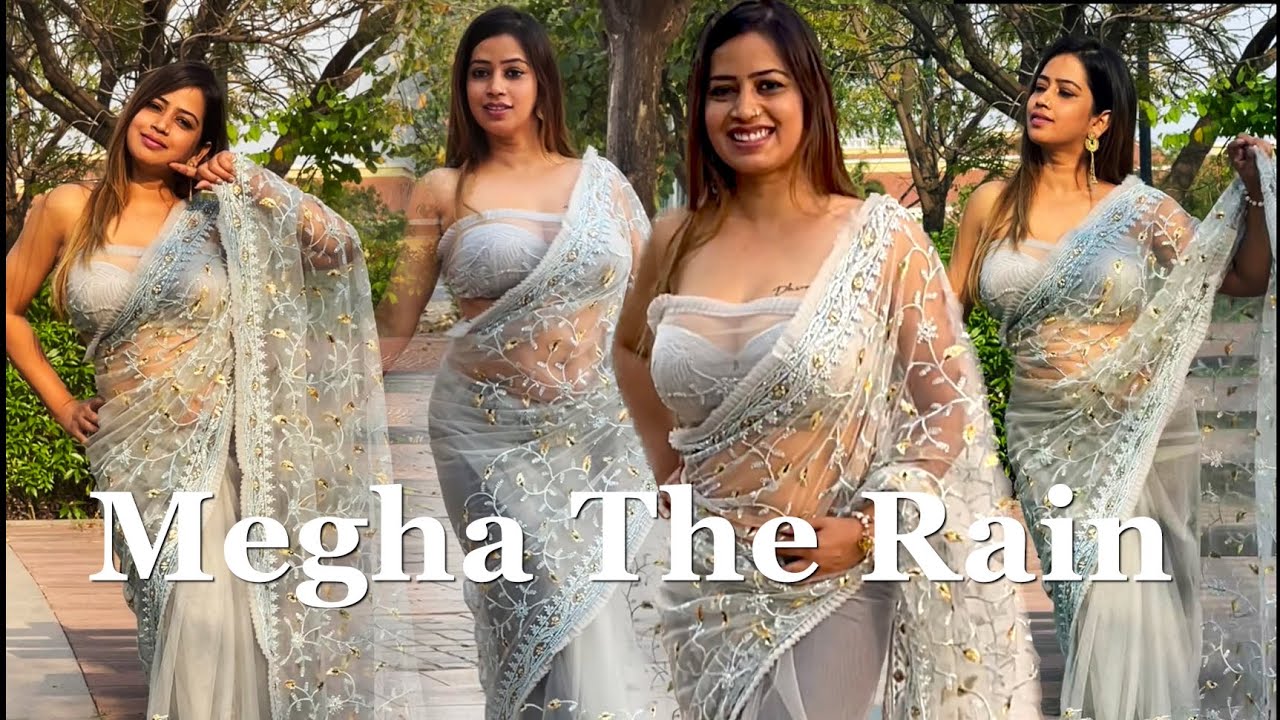 Megha The Rain Presents: Saree Fashion (shoot-37)in hot Grey stylish net saree | sareelover