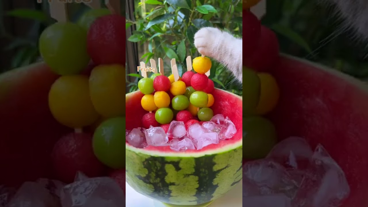 Meow~Super Huge Watermelon Sago Dessert!🍉🍡|ASMR Summer Drinks | Cat Cooking-TikTok #Shorts