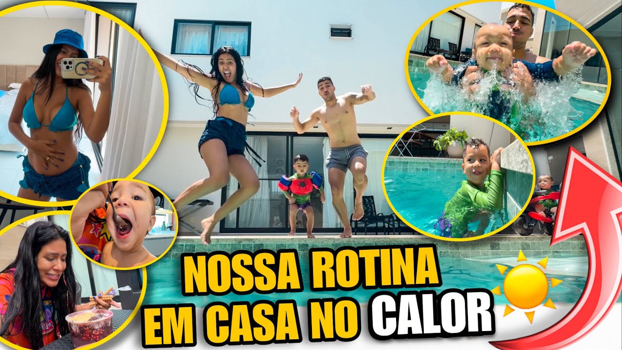 MEU FILHO NADOU NA NOSSA PISCINA!! *ROTINA NO CALOR* 😱☀️