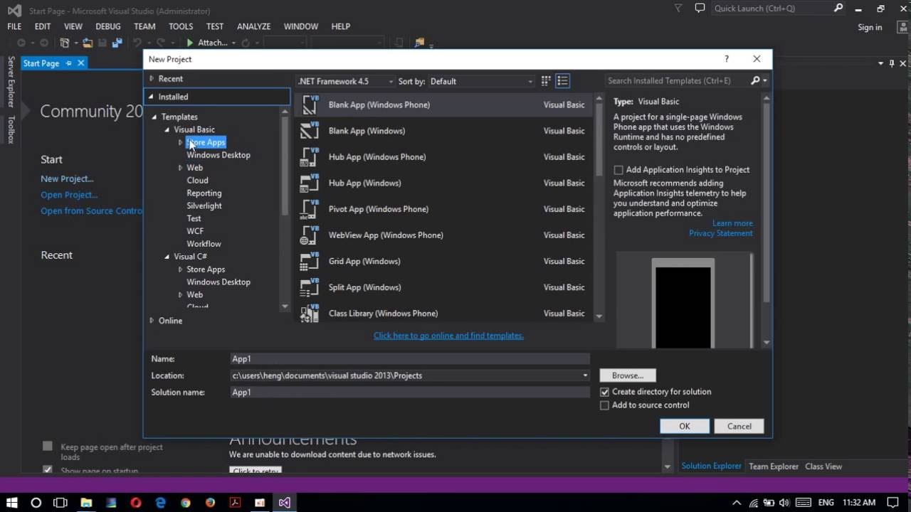 Microsoft Visual Studio 2013 Community free dowanload