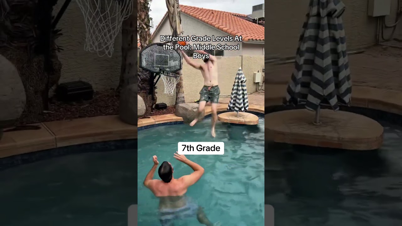 Middle School Boys At The Pool