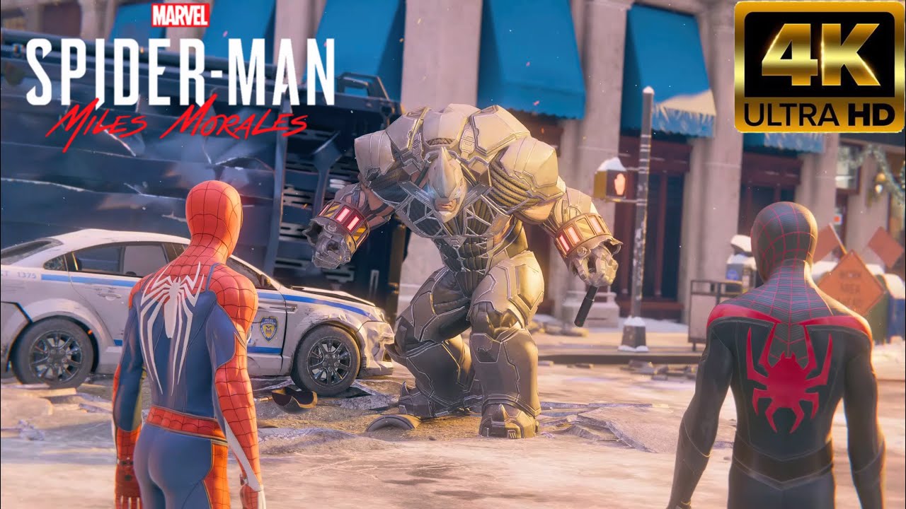 Miles Morales and Peter Parker vs Rhino with Classic Suit - Marvels Spider-Man Miles Morales