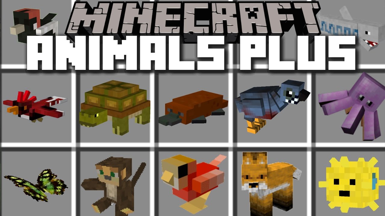 Minecraft ANIMALS PLUS MOD / SPAWN LOADS OF DIFFERENT TYPES OF MOBS!! Minecraft