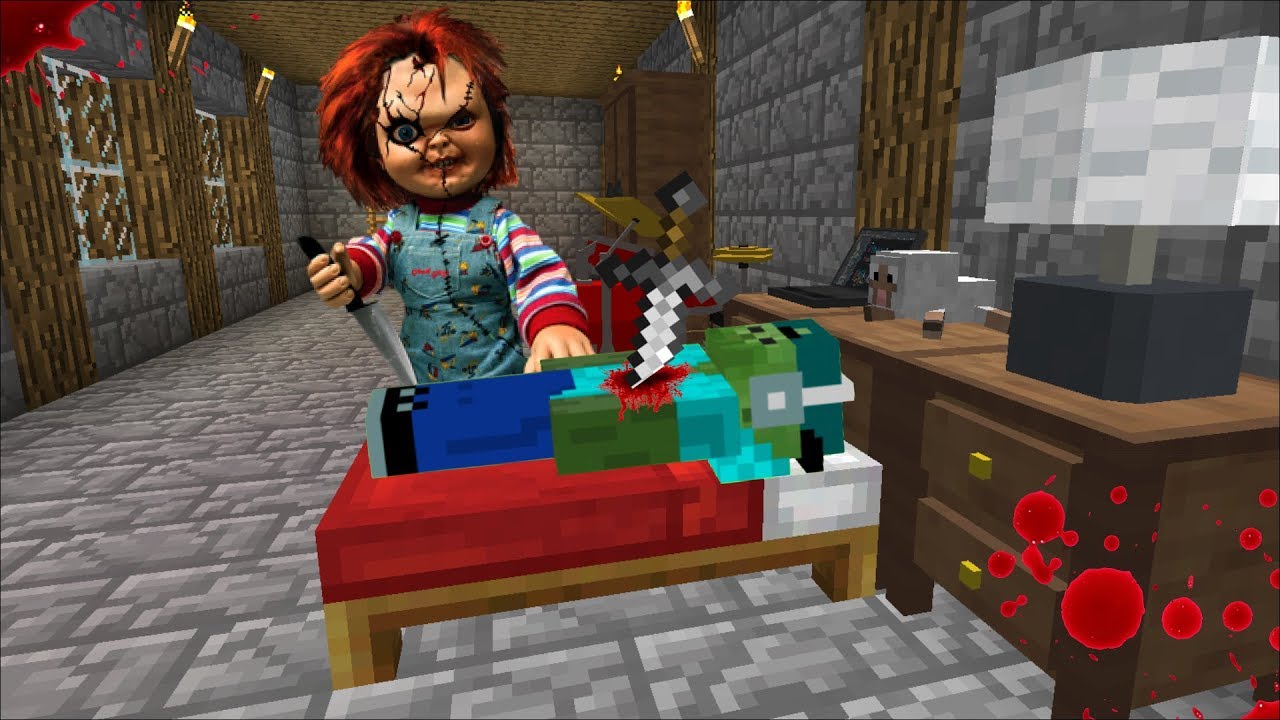 Minecraft CHUCKY TRIES TO KILL MARK FRIENDLY ZOMBIE IN HIS HOUSE! SURVIVE CHUCKY! Minecraft Mods