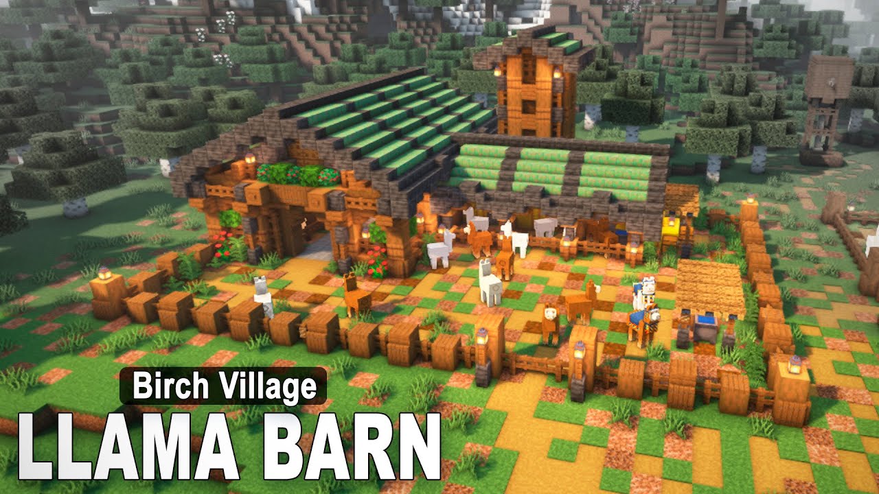 Minecraft: How to build a LLAMA BARN | Village Tutorial