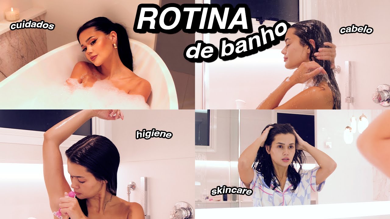 MINHA ROTINA DE BANHO! Higiene, skincare, lavar cabelo e +