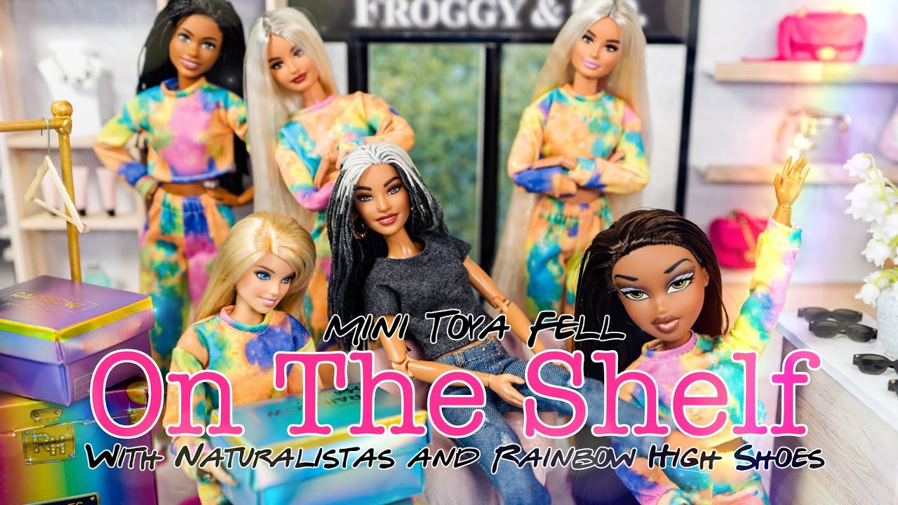 Mini Toya Fell On The Shelf With Naturalistas and Rainbow High Shoes