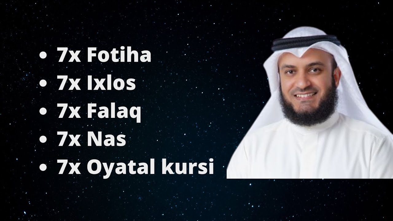 Mishary Alafasy: 7x: #fotiha #ixlos #falaq #nas #oyatalkursi  #islam  #quran #sura