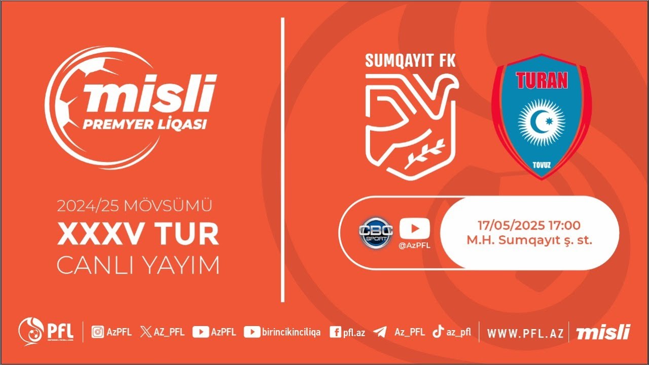 Misli Premyer Liqası 2024/2025 XXXV tur “Sumqayıt” – “Turan Tovuz”