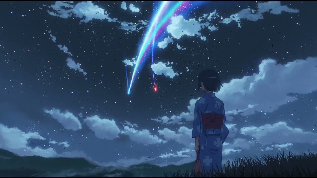 Mitsuha witnessing the comet ☄️ #kiminonawa #yourname Beautiful scene from Kimi no na wa